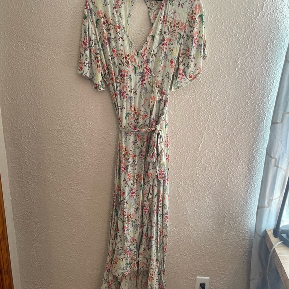 RAGA Secret Escape Floral Faux Wrap Maxi Sage Dress Size Small - Picture 4 of 7